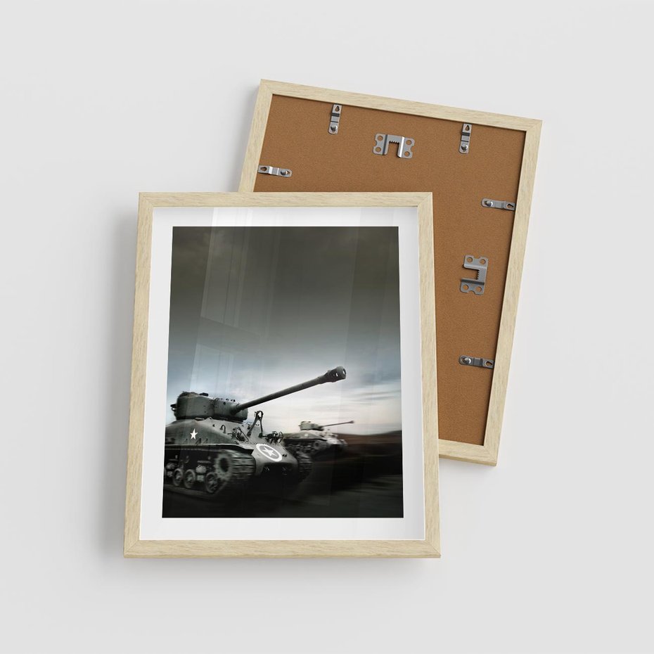 Plakat w ramie 40x50 - Siła i determinacja: czołgi wojenne - czołgi, wojna - rama drewno