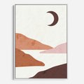 Obraz w ramie 70x100 - Księżycowa Refleksja - nowoczesna sztuka, góry - rama biała