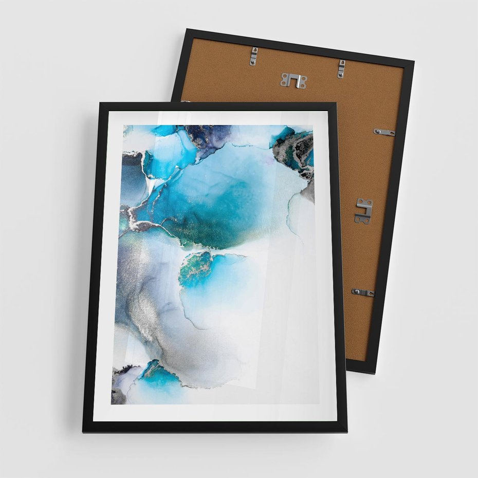Plakat w ramie 50x70 - Marmur złotą akwarelą - marmur, akwarela - rama czarna