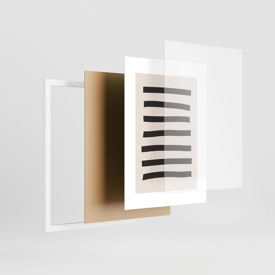 Plakat w ramie 30x40 - Strukturalna Rewolucja Form - minimalizm, czarne pasy - rama biała