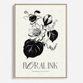 Obraz w ramie 50x70 - Odbicie kwiatowych chwil - kwiaty, typografia - rama drewno