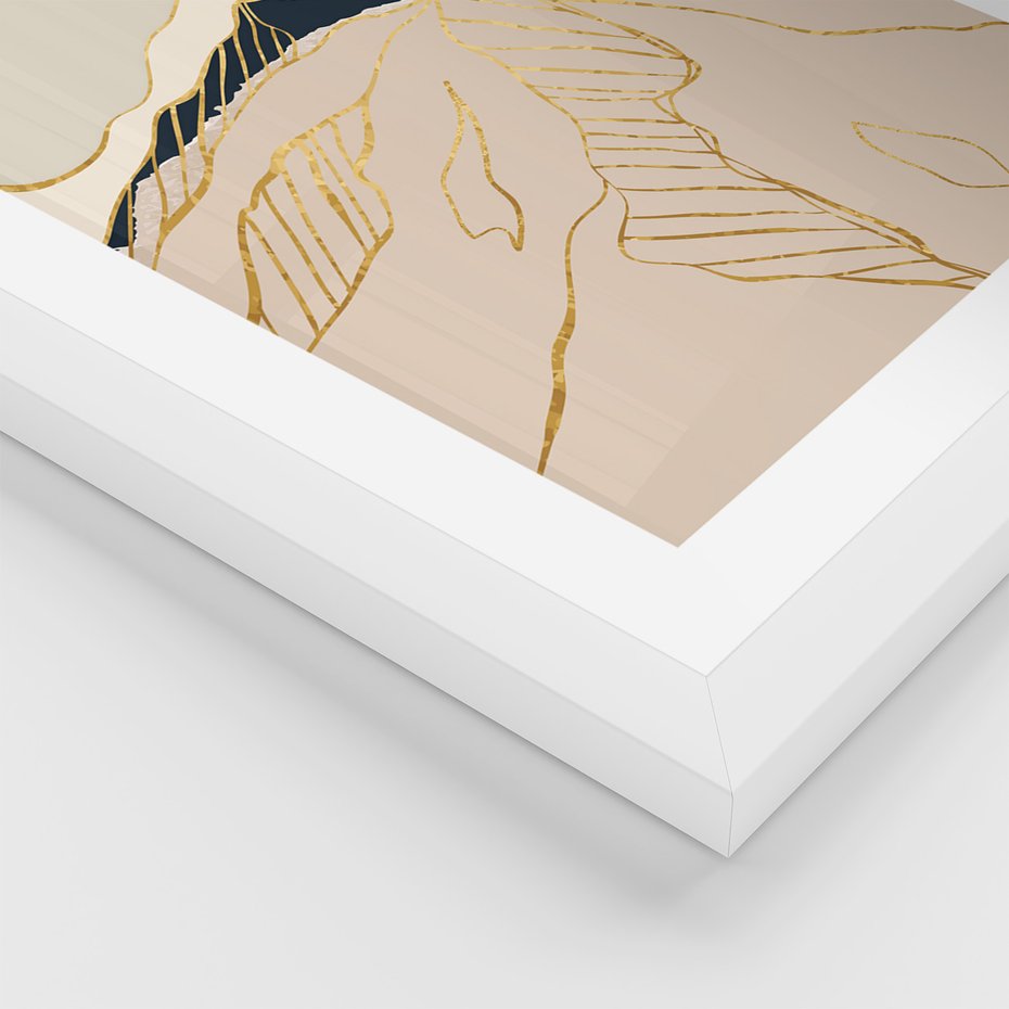 Zestaw obrazy w ramie 30x40 galeria - Złote, góry, abstrakcja, akwarela - rama biała