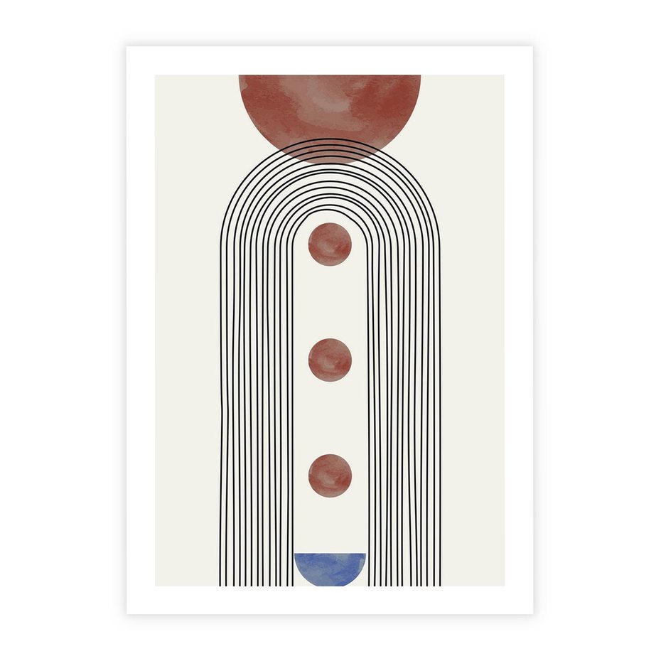 Plakat bez ramy 21x30 - Symfonia Kształtów - nowoczesny plakat, styl midcentury