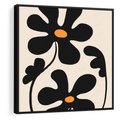 Obraz w ramie 50x50 - Wyjątkowość Boho - minimalistyczny abstrakcyjny obraz, prymitywne kwiaty - rama czarna