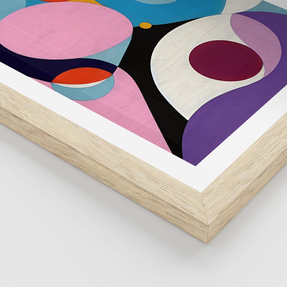 Plakat w ramie 40x50 - Kolorowe Ulotności - abstrakcyjny obraz olejny, żywe kolory - rama drewno