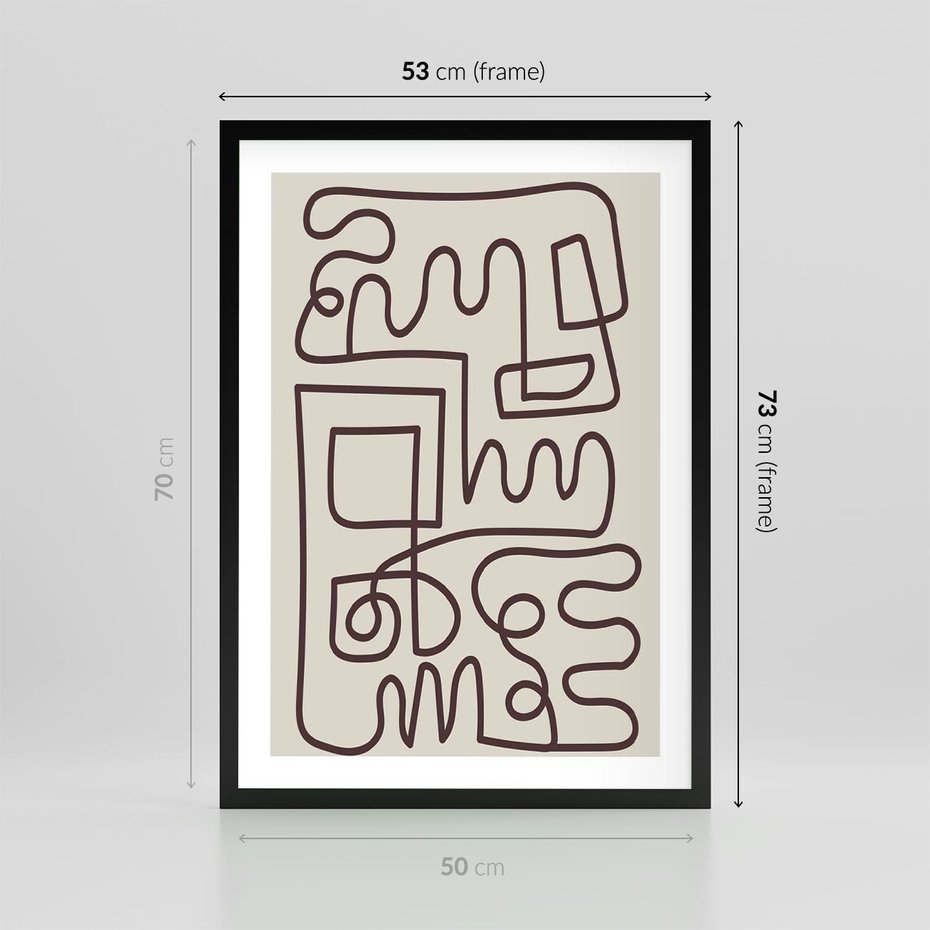 Plakat w ramie 50x70 - Etniczna Abstrakcja - nowoczesna boho grafika, abstrakcja - rama czarna