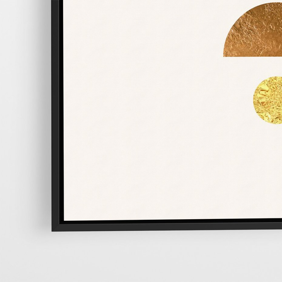 Obraz w ramie 70x100 - Abstrakcyjne Wzory - geometryczne złote kształty, tekstura - rama czarna