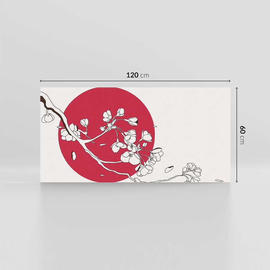 Obraz na płótnie 120x60 - Esencja Zen - kwiatnąca wiśnia, orientalna grafika