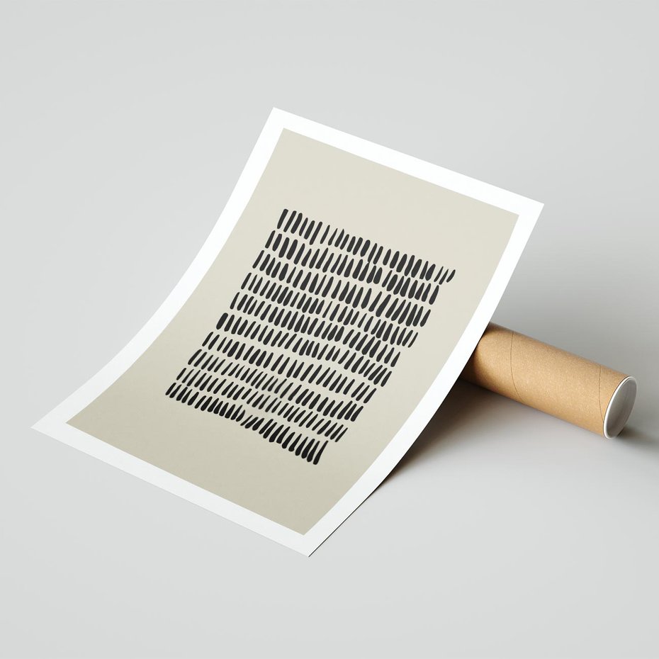 Plakat bez ramy 40x50 - Energetyczne Pulsacje Nowości - boho plakat, czarne kropki kreski