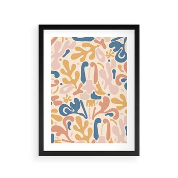 Plakat w ramie 30x40 - Symfonia Radosnych Barw - abstrakcyjne pastelowe formy, nowoczesna grafika w stylu boho - rama czarna