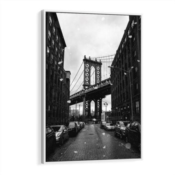 Obraz w ramie 50x70 - Ikona Miasta - Nowy Jork, most - rama biała
