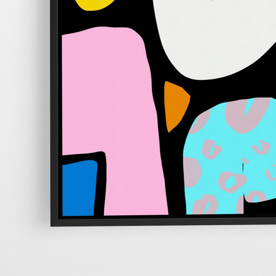 Obraz w ramie 50x70 - Komiksowe Formy - abstrakcyjne formy, komiksowy styl - rama czarna
