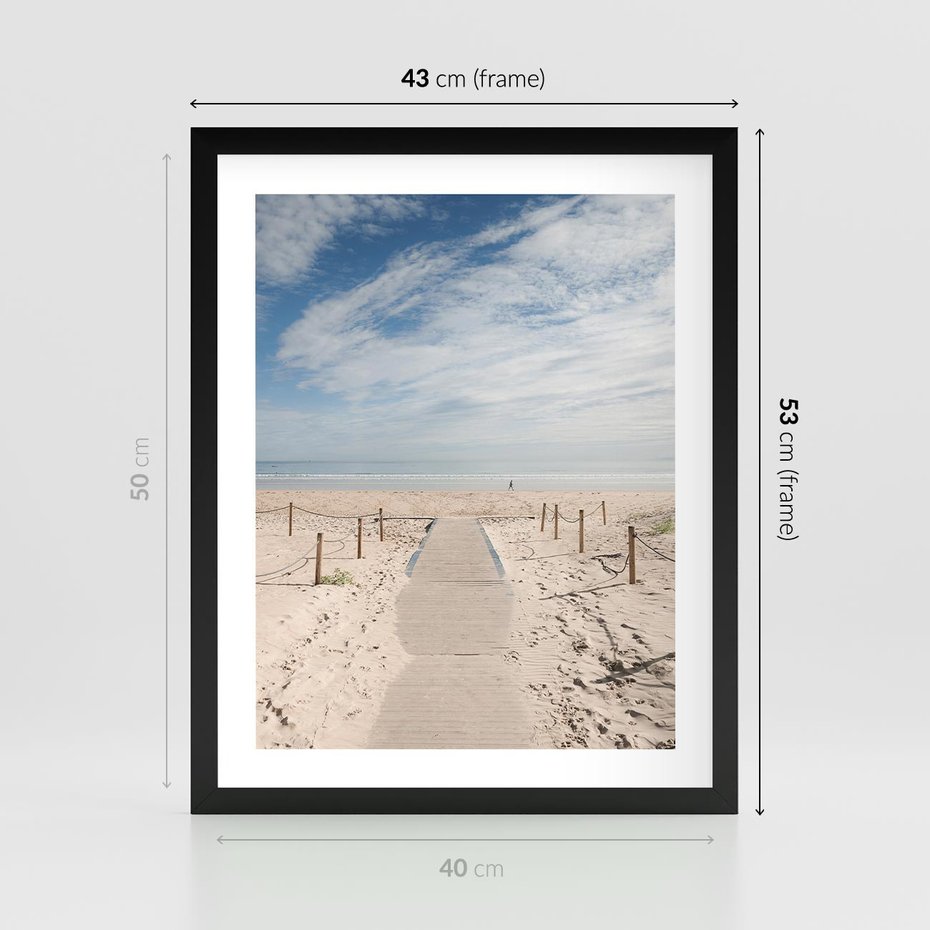 Plakat w ramie 40x50 - Ścieżka na plaży - plaża, ścieżka - rama czarna