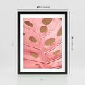 Plakat w ramie 40x50 - Różowy Liść Monstery - różowy liść monstery, nowoczesna fotografia - rama czarna