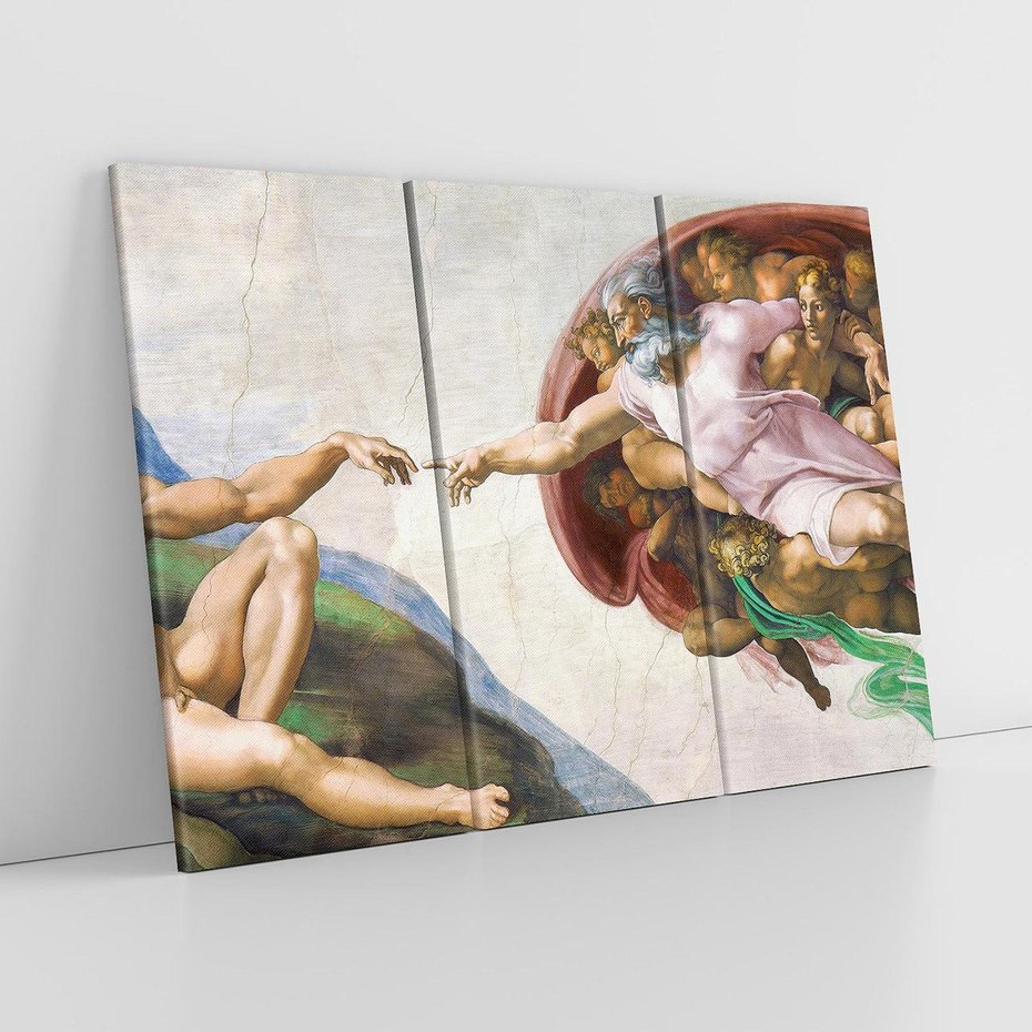 Obraz na płótnie 120x80 - "Stworzenie Adama" Michał Anioł - Reprodukcja - reprodukcja, obraz na płótnie