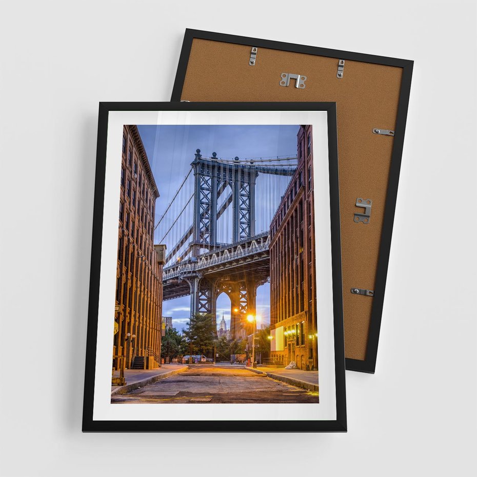Plakat w ramie 50x70 - Most w mieście - most, miasto - rama czarna
