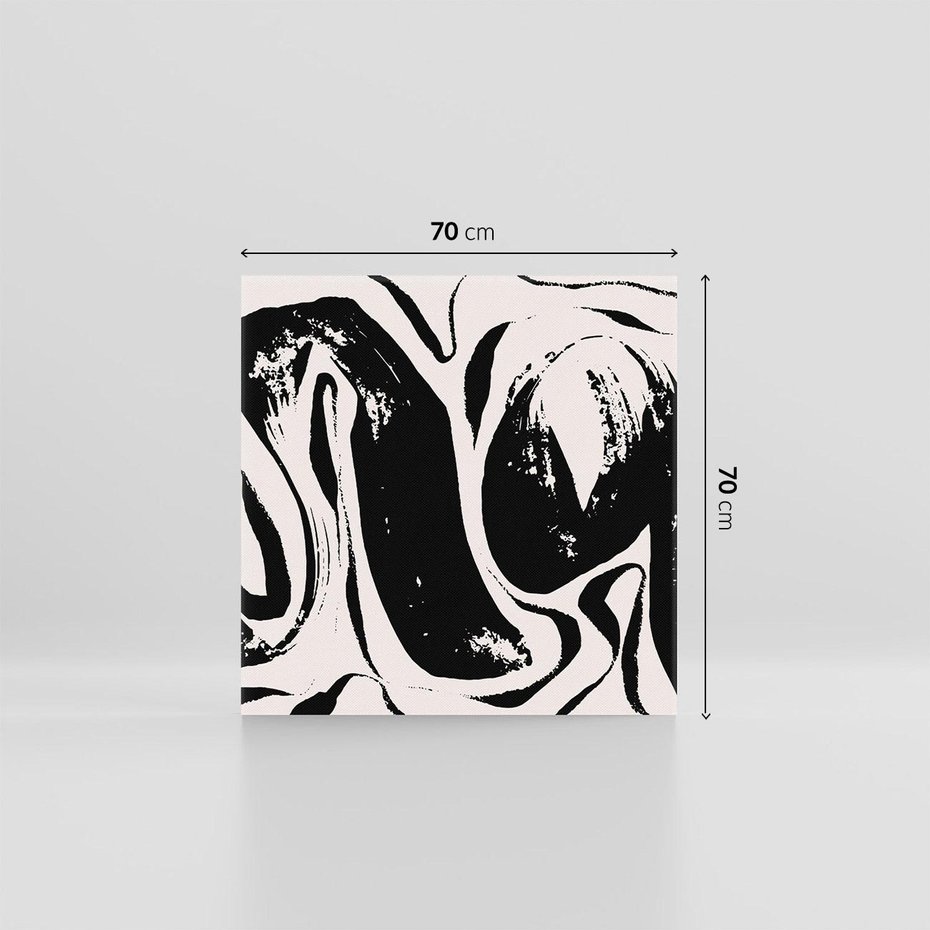 Obraz na płótnie 70x70 - Wibracje w ciemnościach duszy - czarno biała abstrakcja, nieregularne rozmyte linie