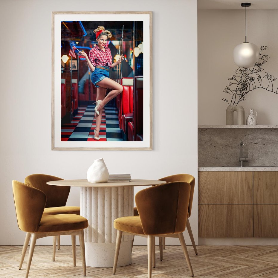 Plakat w ramie 30x40 - Czas Wstecz - retro, restauracja - rama drewno