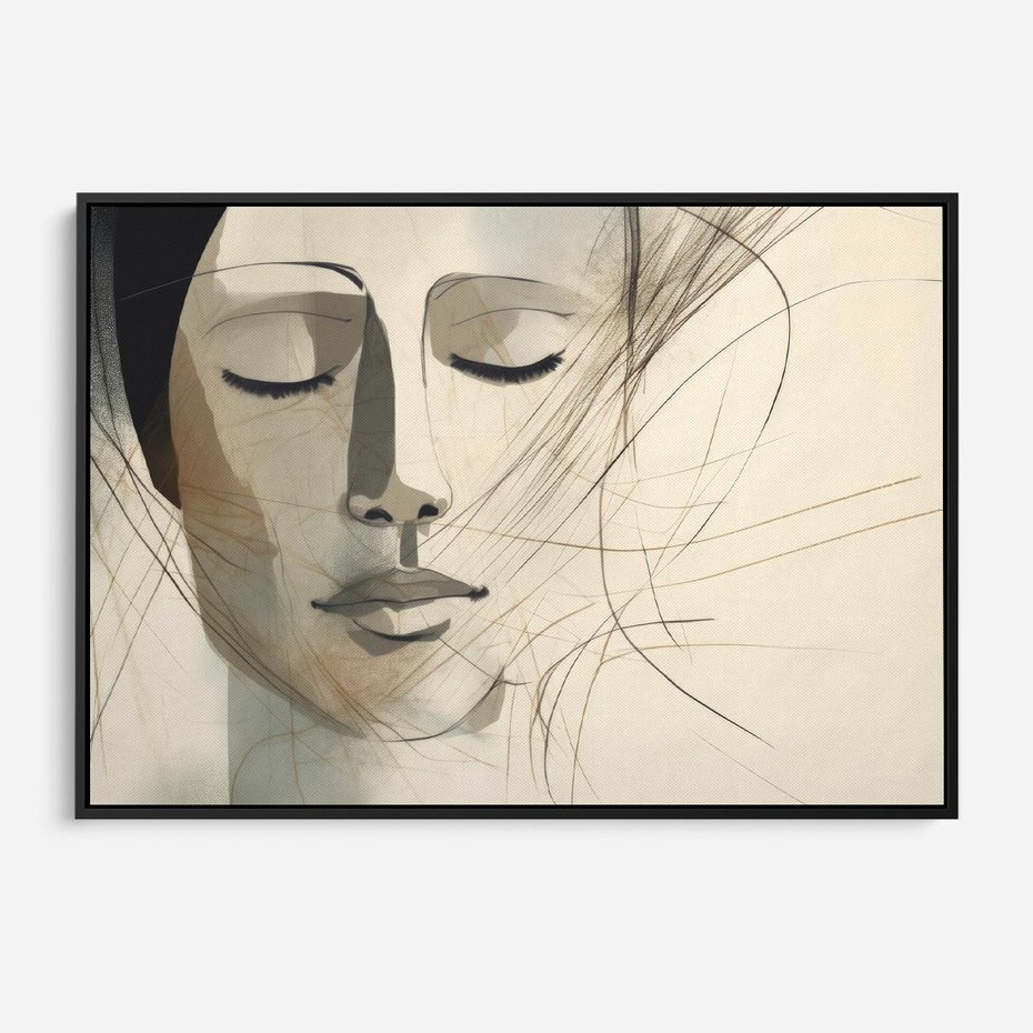 Obraz w ramie 70x50 - Tylko Zamknij Oczy - twarz kobiety, zamknięte oczy - rama czarna