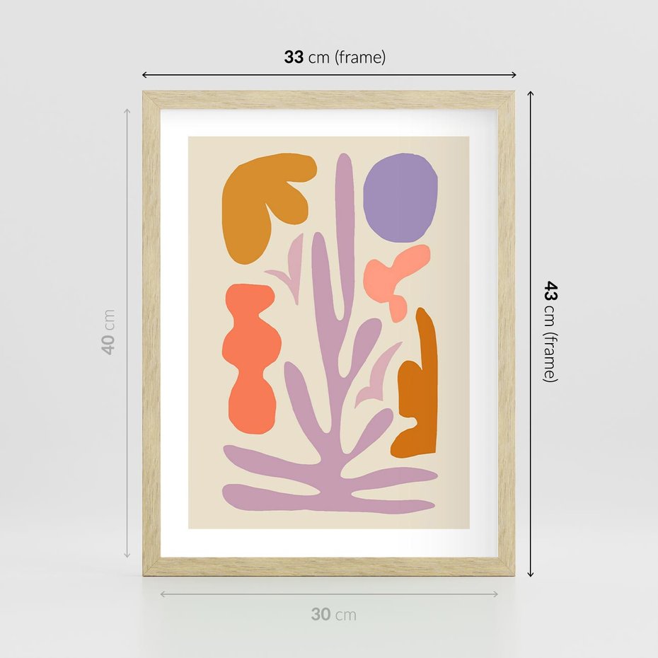 Plakat w ramie 30x40 - Przenikająca Harmonia - abstrakcyjny obraz, pastelowe kolory - rama drewno