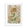 Plakat w ramie 50x70 - Beżowo i Roślinnie - nowoczesny plakat, roślinność - rama biała