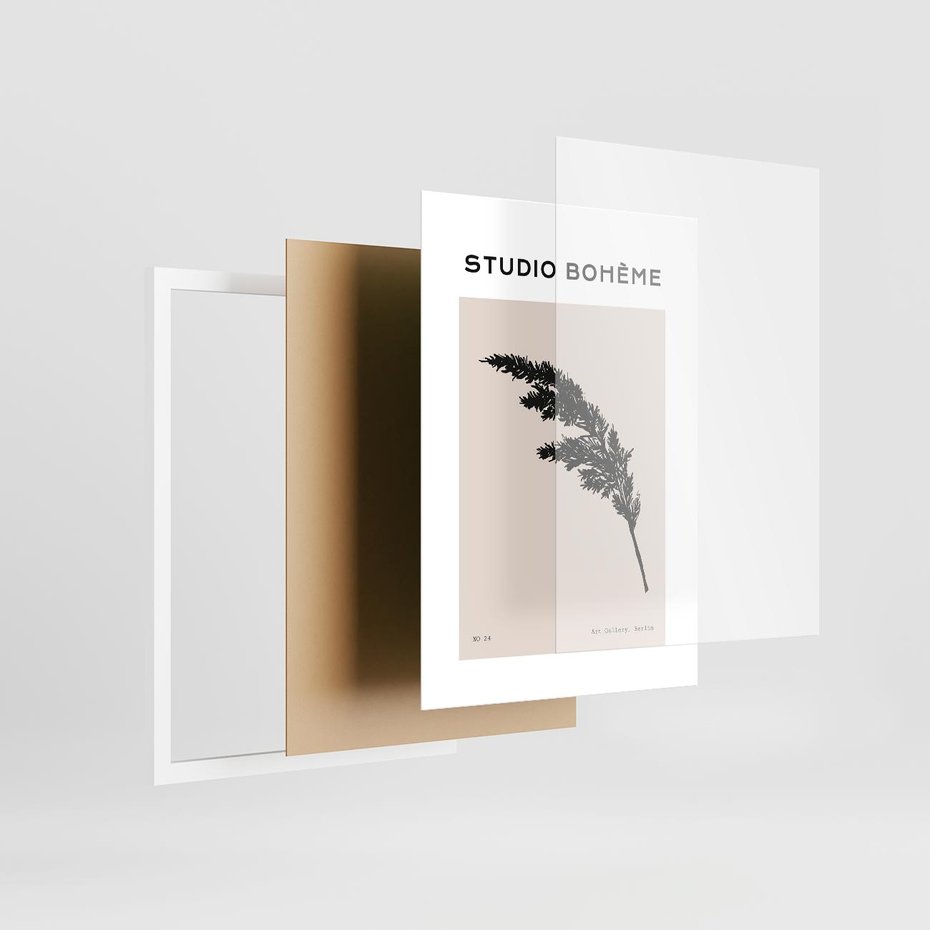 Plakat w ramie 30x40 - Boho Refrakcje Przestrzeni - boho plakat, roślina - rama biała