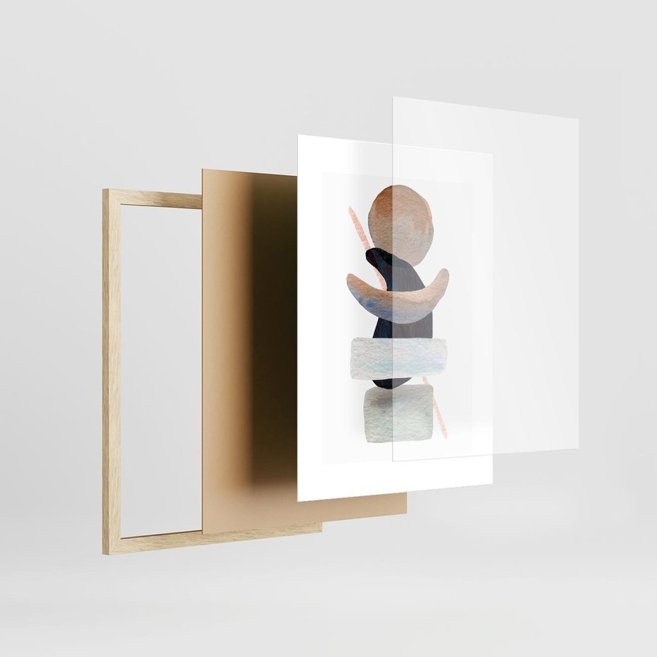 Plakat w ramie 30x40 - Rozkwitające Nowe Wymyślności - abstrakcja, akwarelowe plamy - rama drewno