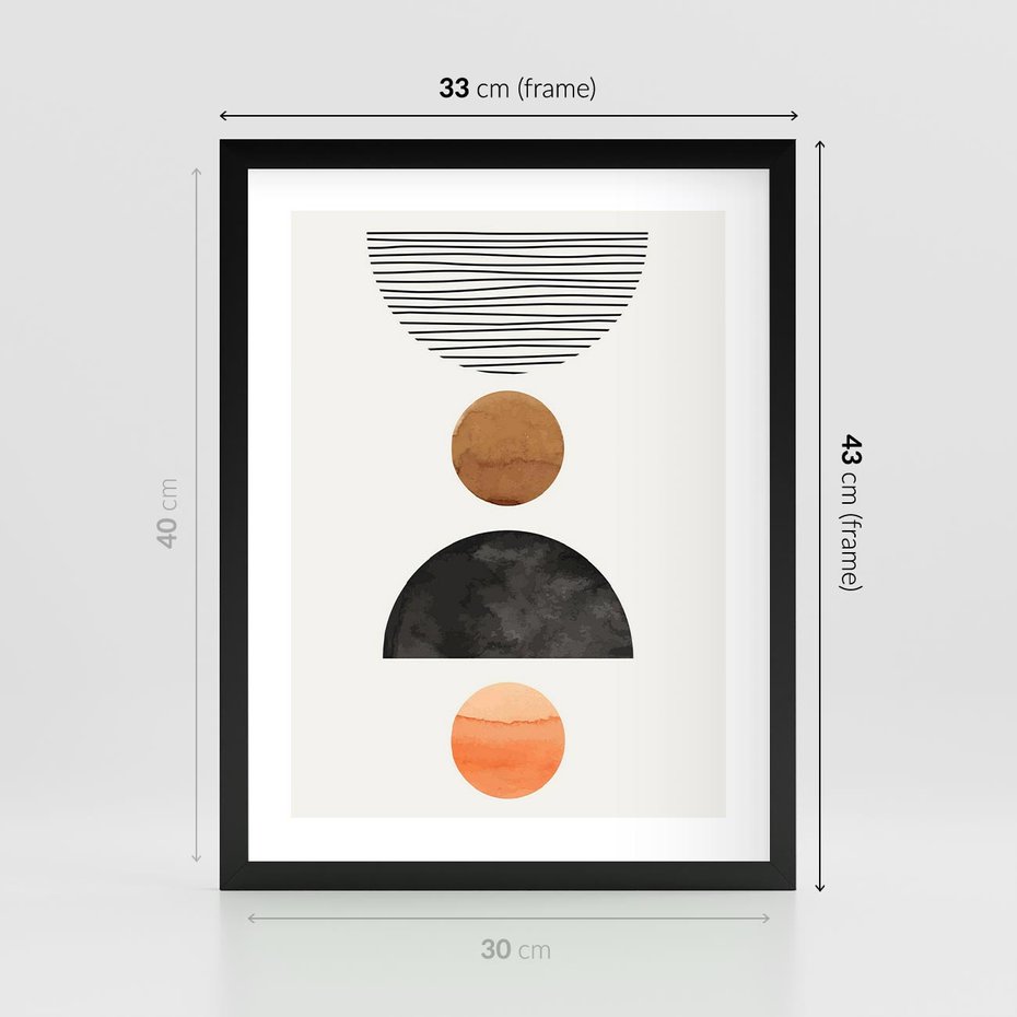 Plakat w ramie 30x40 - Geometryczna Przygoda - nowoczesna grafika, geometria - rama czarna