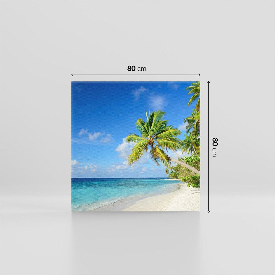 Obraz na płótnie 80x80 - Rajskie Malediwy: Plaża pod palmami - Malediwy, plaża