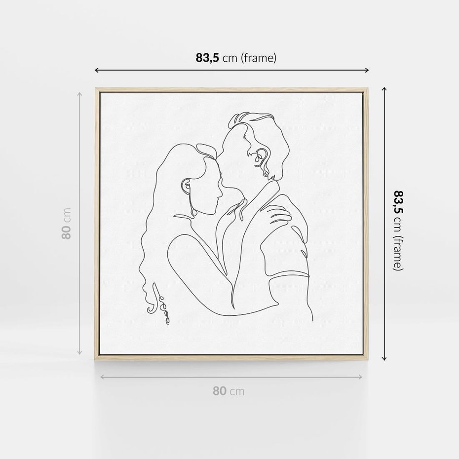 Obraz w ramie 80x80 - Wewnętrzne Emocje - para zakochanych, kobieta i mężczyzna - rama drewno