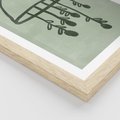 Plakat w ramie 50x70 - Zieleń Inspirującego Spokoju - plakat z abstrakcyjną zieloną lampą, skandynawski design - rama drewno