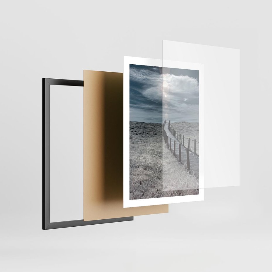 Plakat w ramie 50x70 - Burzowy pomost na plaży - plaża, pomost - rama czarna