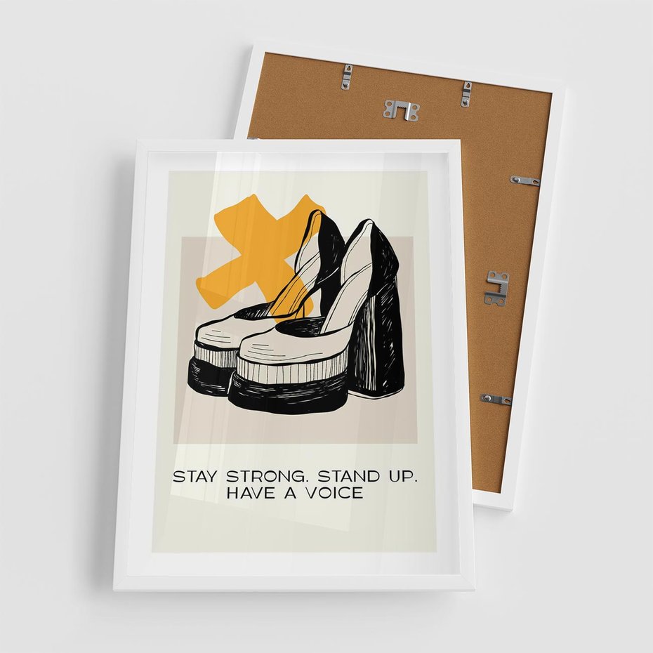 Plakat w ramie 50x70 - Kobiece Obcasy - plakat, minimalizm - rama biała