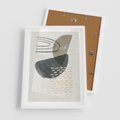 Plakat w ramie 50x70 - Geometria w Beżowych Odcieniach - abstrakcja, geometria - rama biała