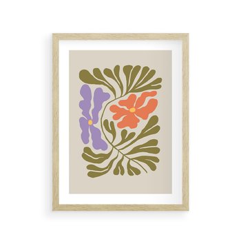 Plakat w ramie 30x40 - Bezgraniczne Impresje - kwiaty, abstrakcja - rama drewno
