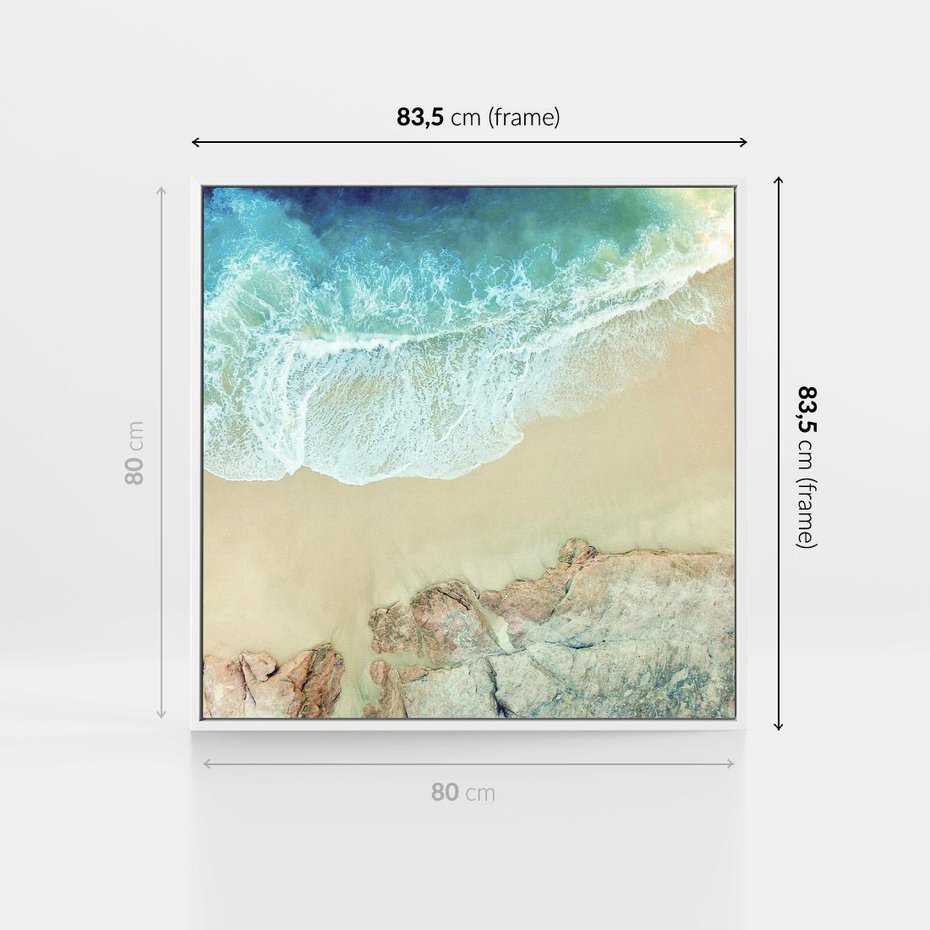 Obraz w ramie 80x80 - Turkusowe Skrzydła - morze, plaża - rama biała