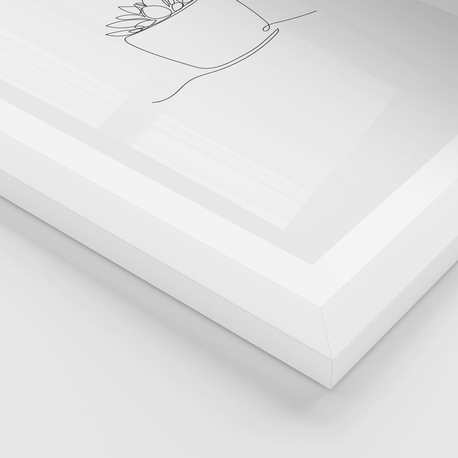 Plakat w ramie 30x40 - Rozkwitające Echa - szkic, minimalizm - rama biała