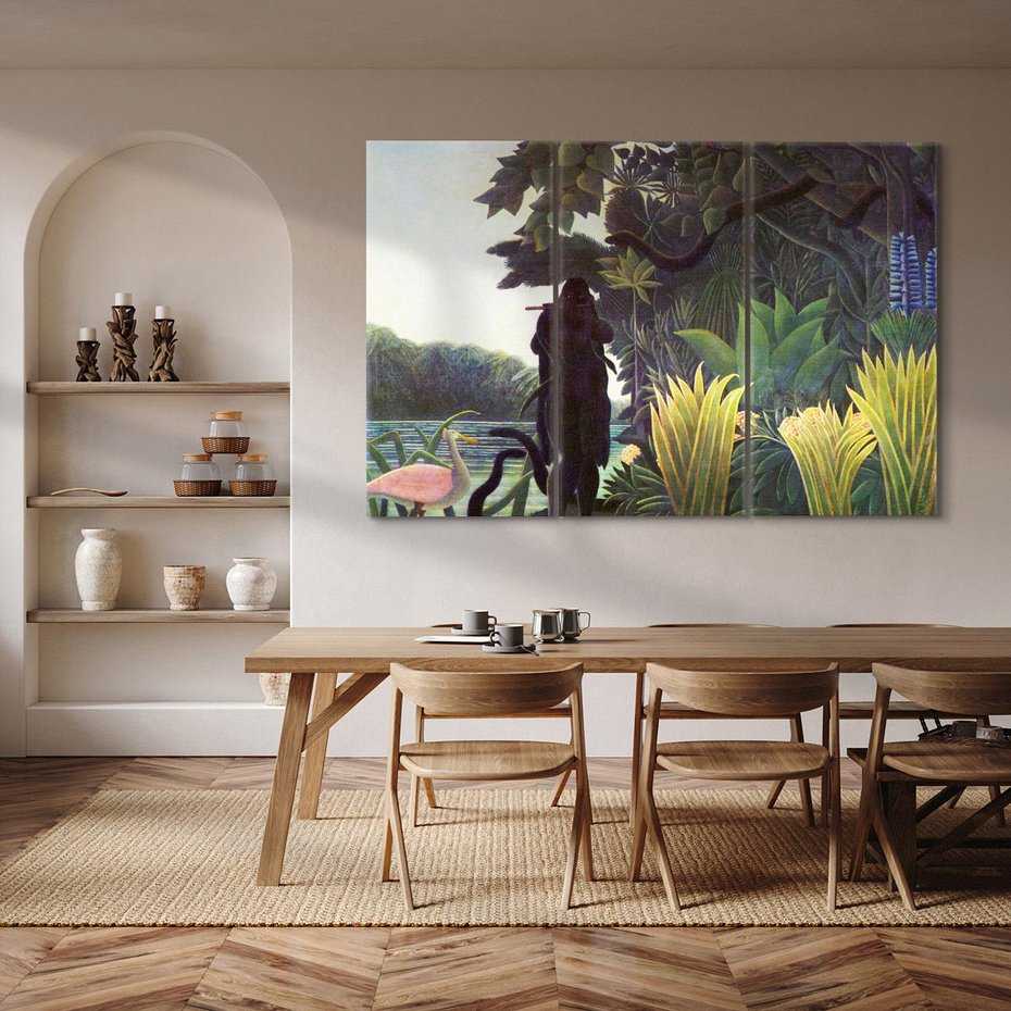 Obraz na płótnie 120x80 - "The Snake Charmer" (1907) Henriego Rousseau - Reprodukcja - reprodukcja, obraz na płótnie