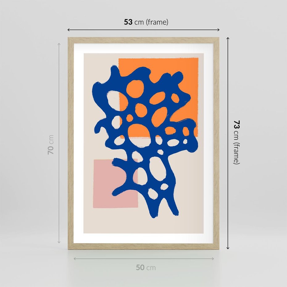 Plakat w ramie 50x70 - Delikatne Plamiste Refleksje - abstrakcja, nowoczesny plakat - rama drewno