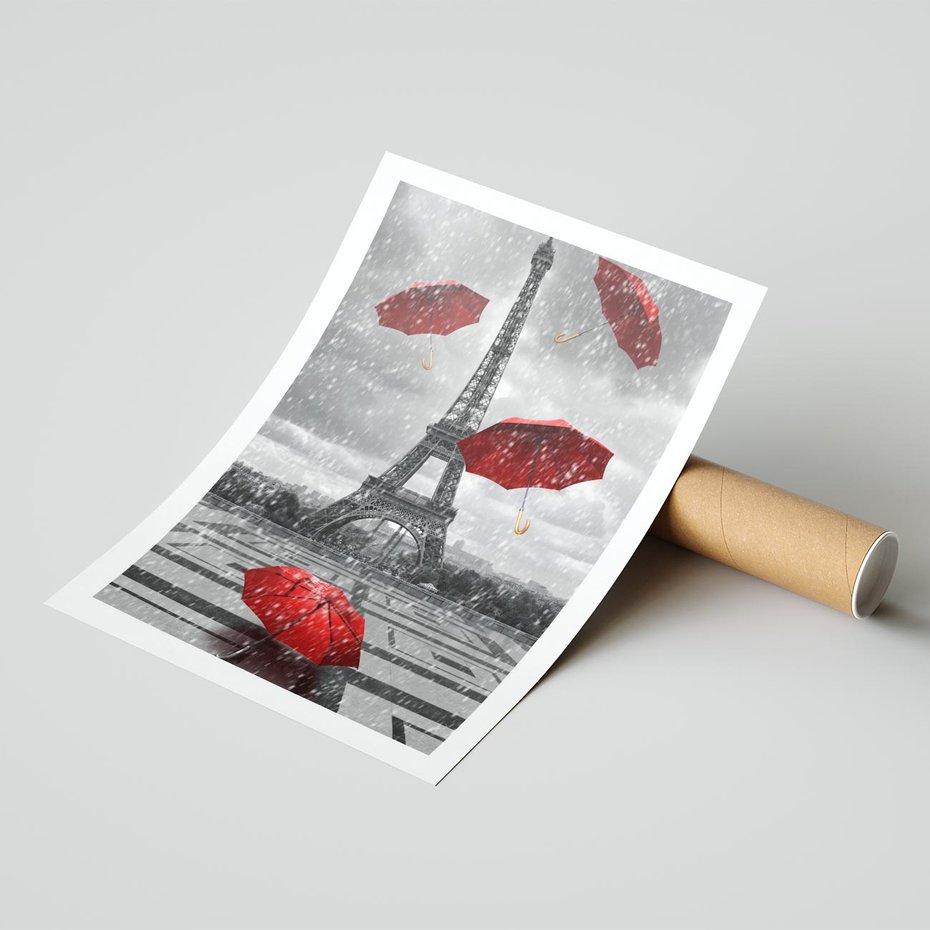 Plakat bez ramy 40x50 - Czarno-biała magia Eiffla - Eiffla, Paryż