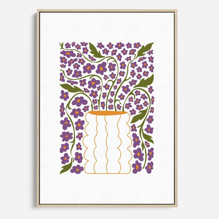 Obraz w ramie 50x70 - Witalność Kwiatów - kwiaty w wazonie, minimalistyczna kompozycja - rama drewno