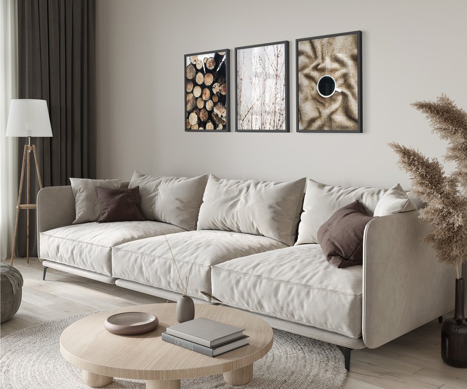 Zestaw obrazy w ramie 50x70 galeria - Kawa, zima, jesień, klimatyczne - rama czarna