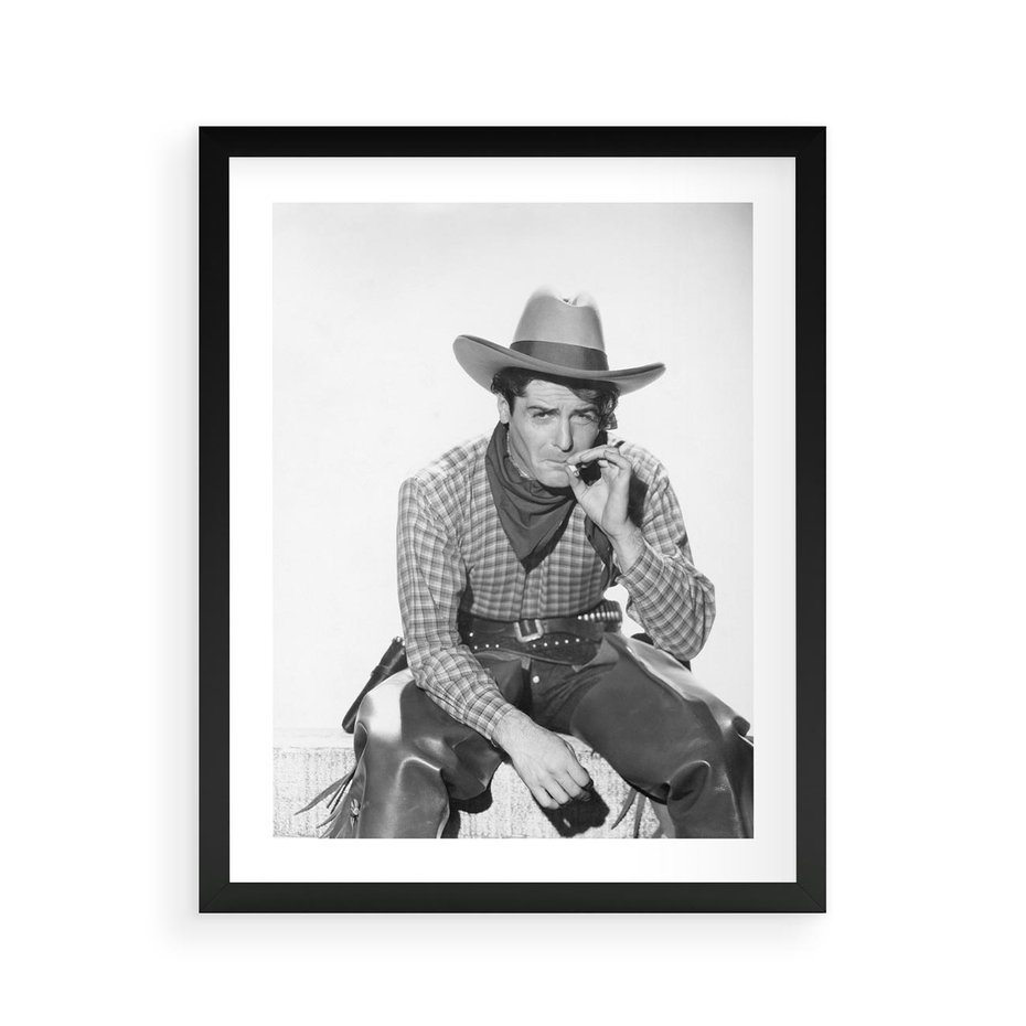 Plakat w ramie 40x50 - Dziki Zachód - retro zdjęcie, czarno białe - rama czarna