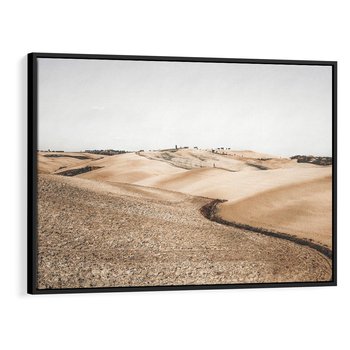 Obraz w ramie 100x70 - Refleksyjny taniec myśli - pustynny krajobraz, odcienie sepii - rama czarna