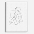 Obraz w ramie 80x120 - Bezgraniczne Przenikanie - para zakochanych, kobieta i mężczyzna - rama biała