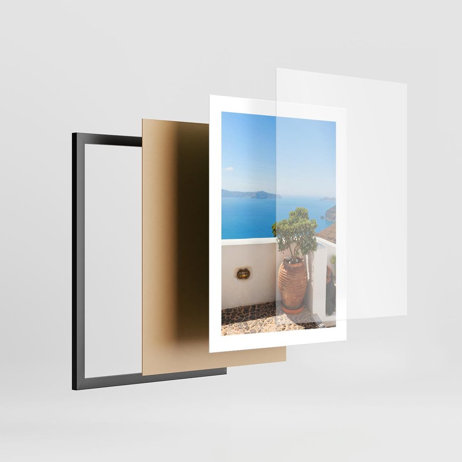 Plakat w ramie 30x40 - Santorini - oaza greckiej wyspy - Santorini, grecka - rama czarna