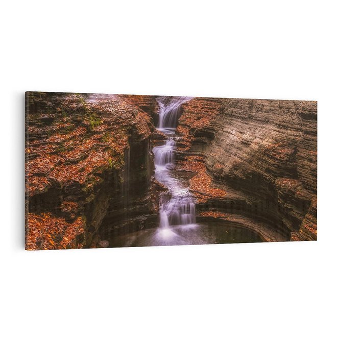Obraz na płótnie 100x50 - Barwna Harmonia - strumień, las