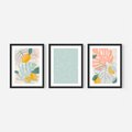 Zestaw obrazy w ramie 50x70 galeria - Monstera, liście, pastelowe, nowoczesne - rama czarna