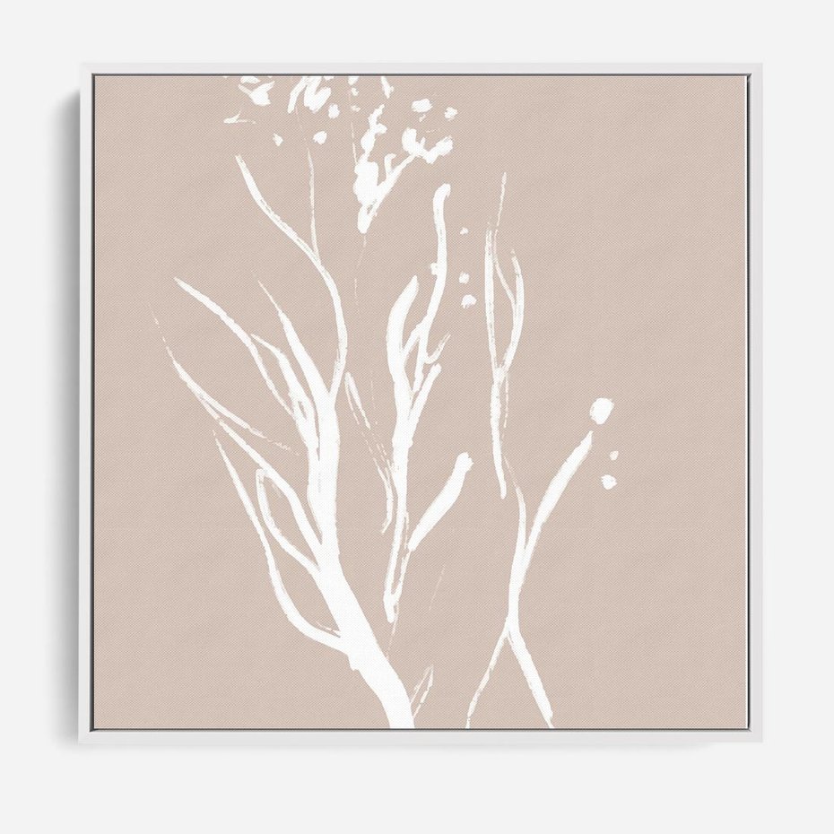Obraz w ramie 80x80 - Impresje Pastelowych Nastrojów - minimalistyczny delikatny obraz, beżowe odcienie - rama biała