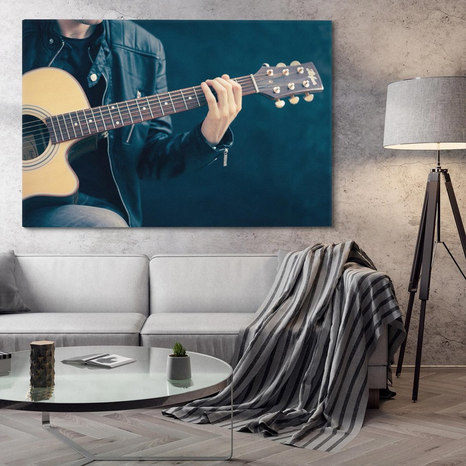 Obraz na płótnie 120x80 - Gitara - Dźwięki Retro - gitara, muzyka